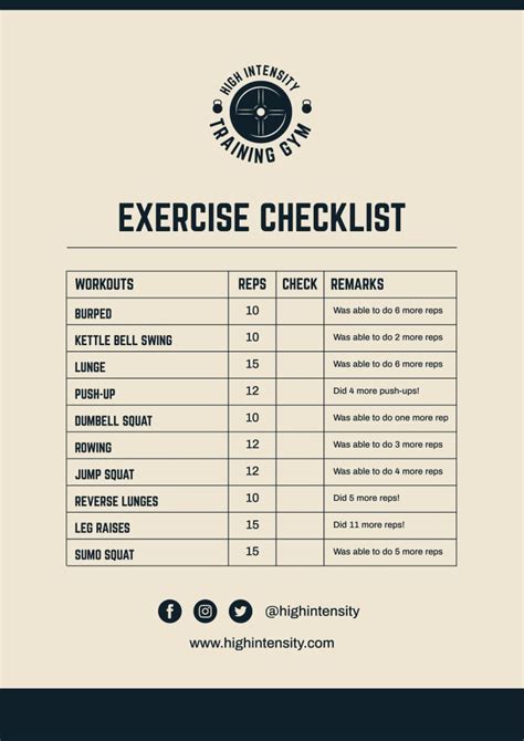 Exercise List Template 的图像结果