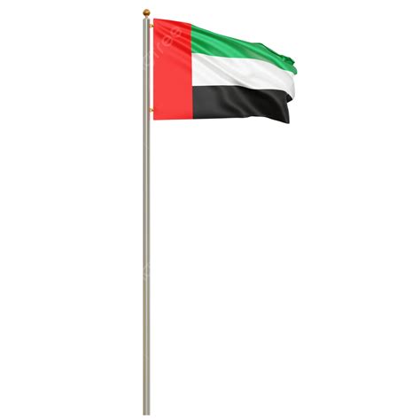 United Arab Emirates Flag With Pole, United Arab Emirates Flag Waving ...