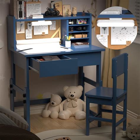Amazon.com: NKUGCFC Kids Study Desk with 3-Color Lights, Blue Kids Desk ...