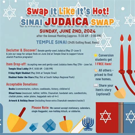 Sinai Judaica Swap: Swap it Like Its Hot!, 3405 Gulling Rd, Reno, NV ...