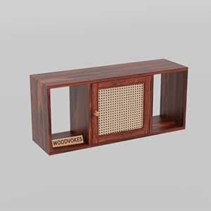 WOODVOKES Wooden Wall Shelves for Home Library | Display Unit | Rattan ...