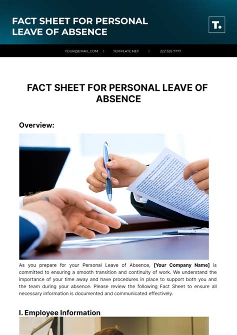 Free Fact Sheet For Personal Leave Of Absence Template to Edit Online