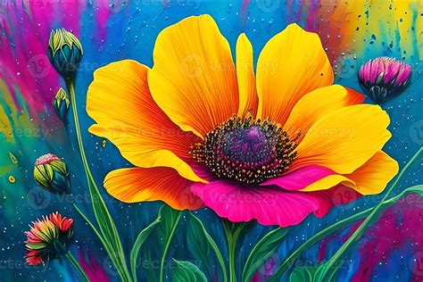 Water color or oil painting fine art illustration of abstract close up ...