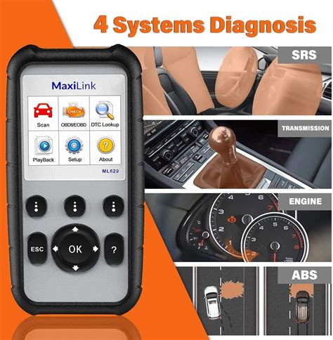 Autel MaxiLink ML629 Enhanced CAN OBD2 Scanner with ABS SRS Transmission Engine Diagnosi Auto ...