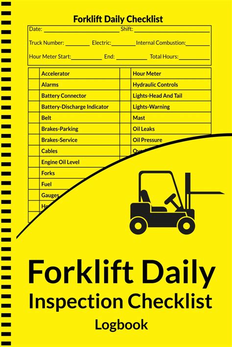 Forklift Daily Inspection Checklist Log Book Equipment Safety ...