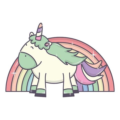 Cute adorable unicorn and rainbow | Free Vector
