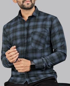 Surhi Men Checkered Casual Dark Blue Shirt - Buy Surhi Men Checkered ...