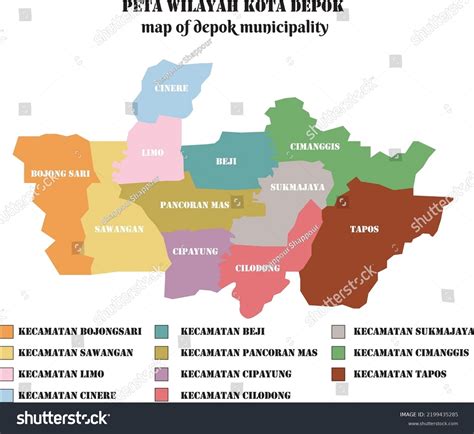 Map Depok Municipaly Eleven District Vector Stock Vector (Royalty Free) 2199435285 | Shutterstock