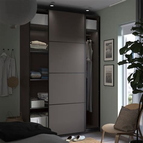 PAX / MEHAMN wardrobe, dark grey/double sided dark grey, 150x66x236 cm ...