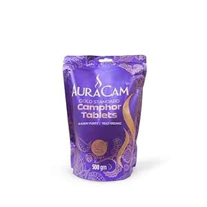 AuraCam Gold Standard Pure Camphor Tablets Pouch for Puja, Meditation ...