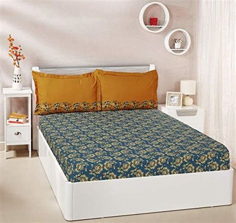 Amazon Brand - Solimo Floral Splash 144 TC 100% Cotton Double Bedsheet ...