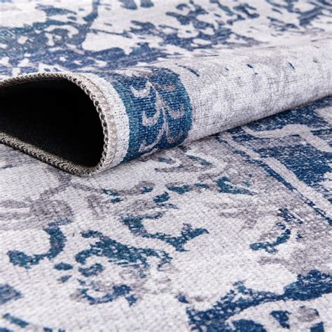 Unique Loom Renaissance 3 x 5 (ft) Loomed Polyester Gray Blue Washable ...