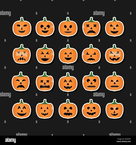 Cute Pumpkin Face Patterns Halloween Pumpkin Stencils Set Of 18
