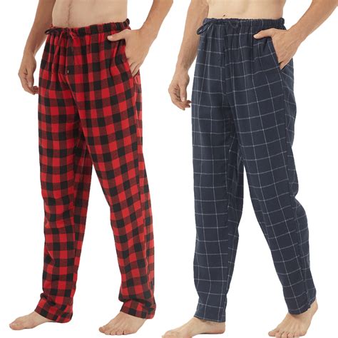 LNFINTDO 2 Pack Mens Flannel Pajamas Pants Plaid Pajama Bottoms Cotton ...