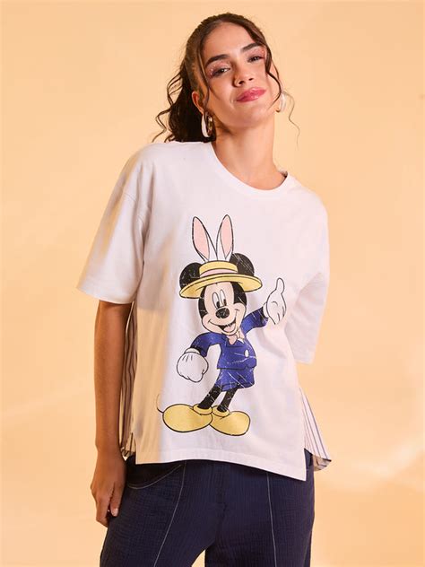 Cotton Mickey Mouse © Disney Graphic Print Top - Printed Tops Womens – KAZO