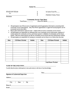 Juvenile Community Service Form - Chambers County - Fill and Sign ...