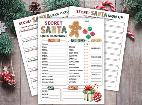 Free Printable Secret Santa Questionnaire