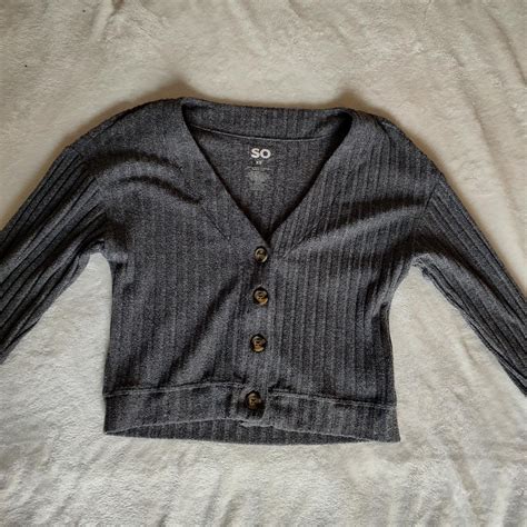Super soft grey button-up cardigan from SO. Sized XS - Depop