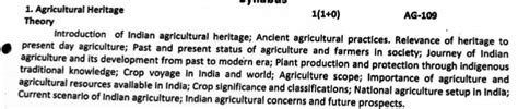 B.Sc Agriculture (Hons) 1st Semester Syllabus According to ICAR 5th ...
