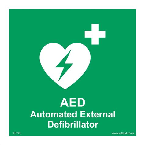 Fs192 Aed Automated External Defibrillator Sign Public Safety Cardiac ...