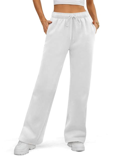 ATHMILE Women’s Fleece Lined Sweatpants Baggy Wide Straight Leg Pants ...
