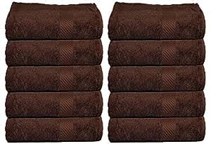 Trident 400 GSM 10 Piece Cotton Face Towels - 30cm X 30cm, English Wood ...