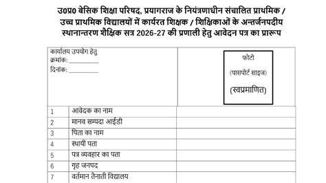 यूपी शिक्षक तबादला 2026-27: आवेदन फॉर्म में बड़े बदलाव, देखें आवेदन का ...