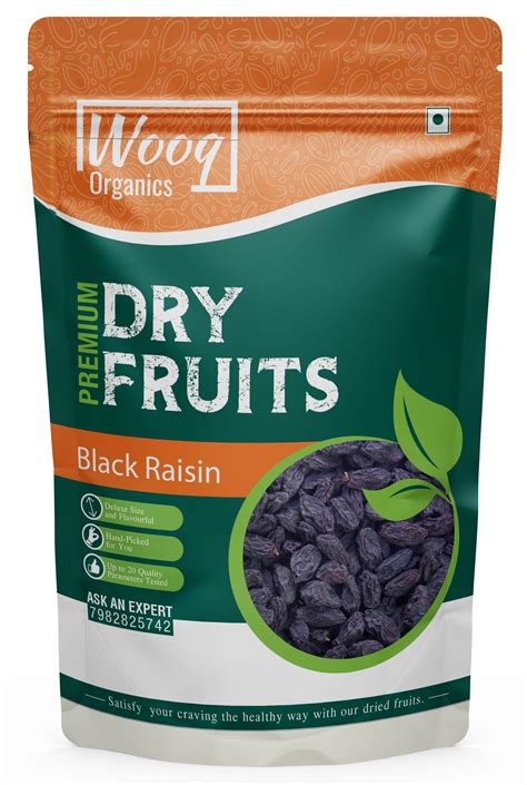 Wooq Organics Dried Afghani Black Raisin 250 grams, Kali Kishmish ...