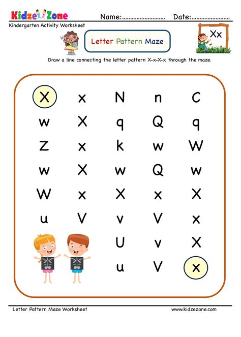 Kindergarten Letter X Reading, Writing and Activity Worksheets