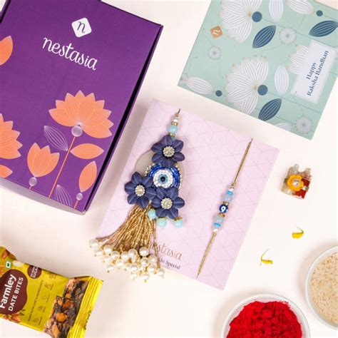 Pink Petal Rakhi Lumba Gift Set Online - Premium Gift Hamper | Nestasia