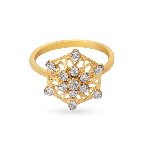 14KT Yellow White Gold Hexagon Style Finger Ring