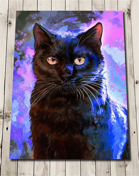 Black Cat Art Print - Black Cat Gifts - Black Cat Artwork Poster ...
