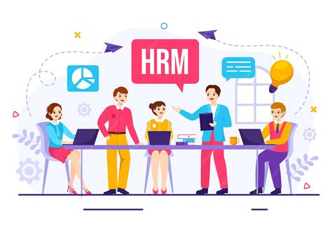 Premium Vector | Hrm human resource management vector illustration with system managing company ...