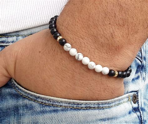 Buy Black Obsidian And Howlite Bracelet | Bracelet – GemAnatomy