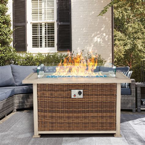 Latitude Run® 24.6'' H x 43.7'' W Half-Round Rattan Propane Outdoor ...