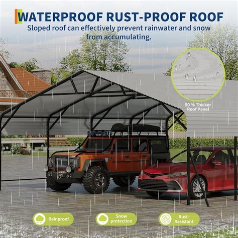 Garvee 20x20FT Heavy Duty Carport Metal Carport with Reinforced Frame ...