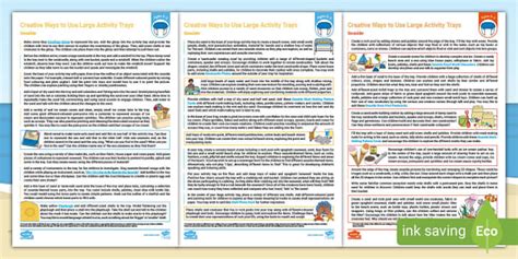 EYFS Ages 0-5 Ways to Use Large Activity Trays: Seaside