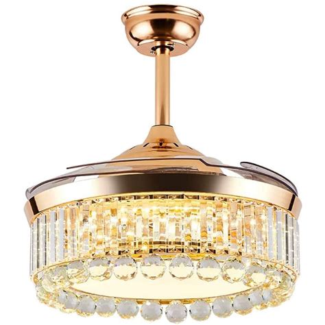 SND Home Decor Luxury Crystal Ceiling Fan with Light Remote Control ...