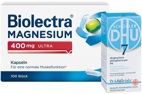 Biolectra Magnesium 400 mg Ultra 100 Kapseln + Biochemie DHU Nr.7 Magn ...
