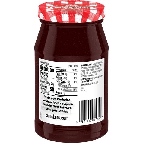 Strawberry Jelly Nutrition Label