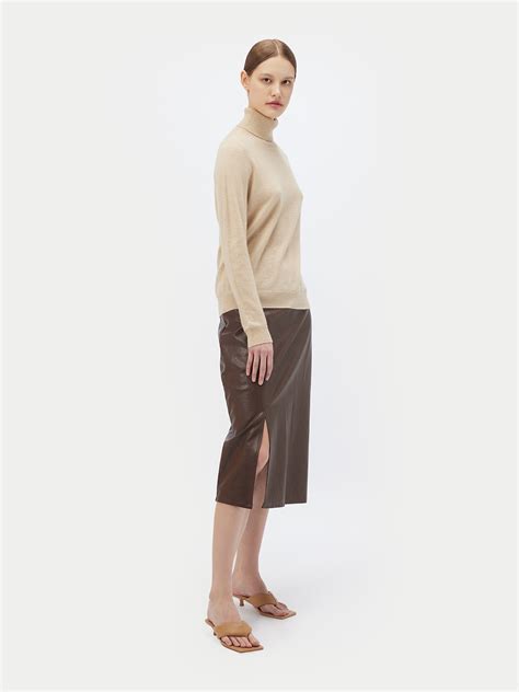 Women's Essential Cashmere Turtle Neck Sweater Taupe - Gobi Cashmere