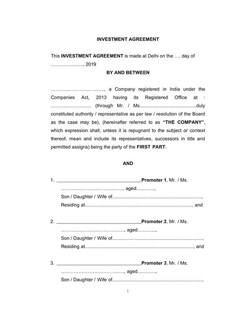 Free Printable Investment Contract Templates [PDF, Word] Simple Cash