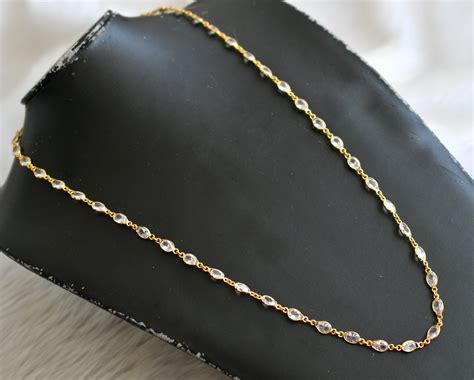 DREAMJWELL - Beautiful Gold Tone White Stone Chain - DJ33837 – dreamjwell