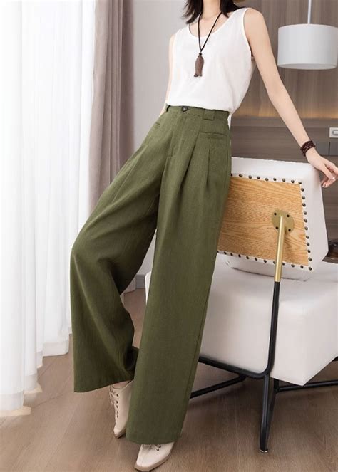 Green Linen Pants Women, Maxi Linen Pants, Palazzo Pants, Wide Leg ...