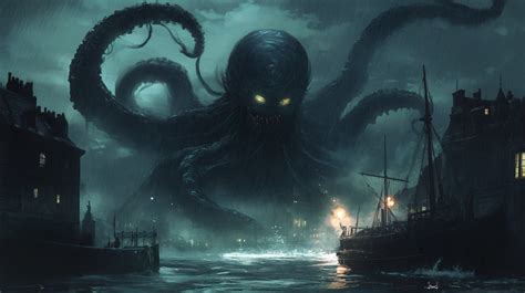 Dark Lovecraftian Horror: 4K Ultra HD Wallpaper by robokoboto