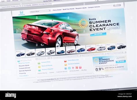 Honda website - car manufacturer Stock Photo - Alamy