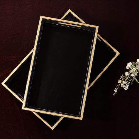 Black Leather Tray - Set of 2 – CasaGold