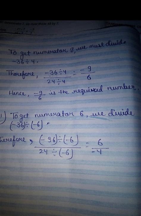 Q. Express -9/15 as a rational number with numerator:(1)-45 (2)-63(3)36 ...