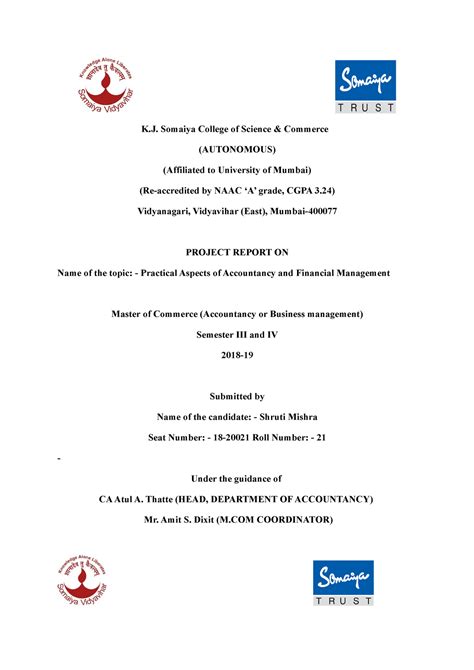 Mcom Project - K. Somaiya College of Science & Commerce (AUTONOMOUS ...