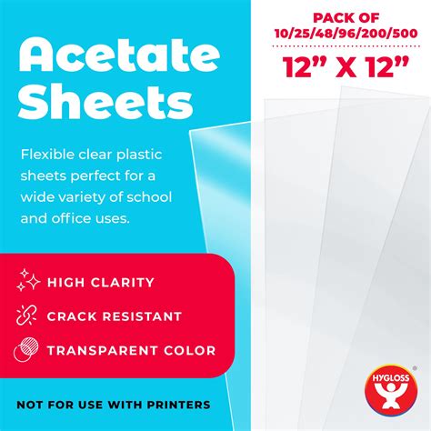 Snapklik.com : Hygloss 12" X 12" Acetate Paper - 7 Mil Clear Acetate ...